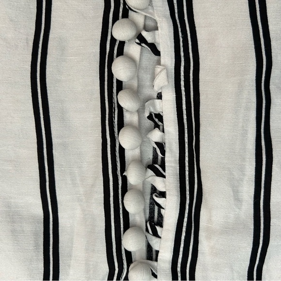 Apiece Apart Nueva Augustina Tunic, Black and White Striped Linen & Silk, Size 0 - Picture 9 of 16